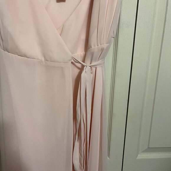 Levkoff Women's NWOT Pink Chiffon Sleeveless A-Line Wrap Maxi Dress Gown Size 12 - Picture 6 of 10
